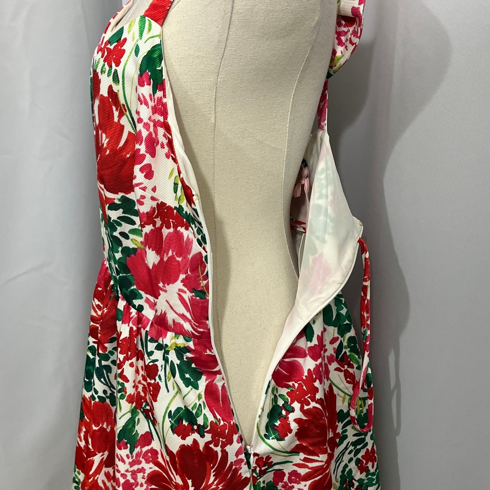 NEW Vineyard Vines Fit Flare Mini Dress Sz 6 Floral Open Back Bow Silk Blend - Picture 13 of 15
